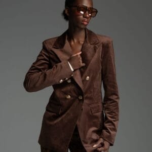 Καφέ βελούδινο σακάκι CYRUS