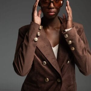 Καφέ βελούδινο σακάκι CYRUS