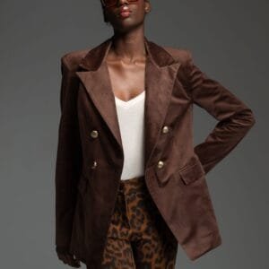 Καφέ βελούδινο σακάκι CYRUS