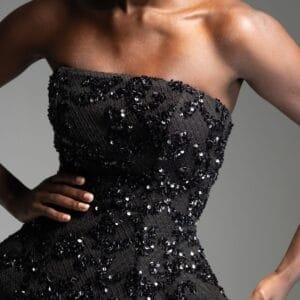 Μαύρος κορσές με παγιέτα και μπανέλες HARRIET