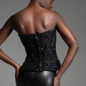 Μαύρος κορσές με παγιέτα και μπανέλες HARRIET