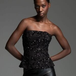 Μαύρος κορσές με παγιέτα και μπανέλες HARRIET