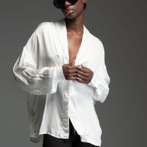 White shirt with V-front collar BRYDEN