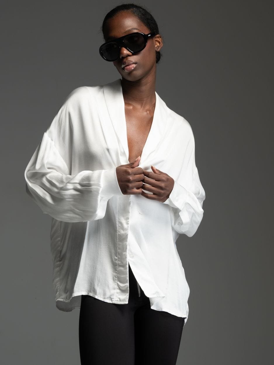 White shirt with V-front collar BRYDEN
