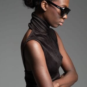 Μαύρο ζιβάγκο κοτλέ με ανοιχτή πλάτη FIERO