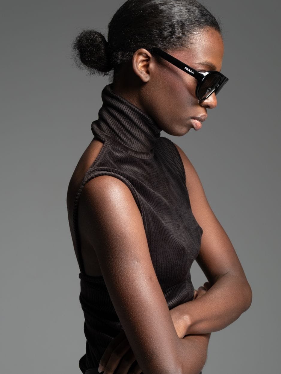 Μαύρο ζιβάγκο κοτλέ με ανοιχτή πλάτη FIERO