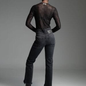 Μαύρο ψηλόμεσο γυναικείο τζιν παντελόνι σε στενή γραμμή MARCELO