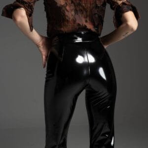 Μαύρο βινύλ παντελόνι καμπάνα FOX