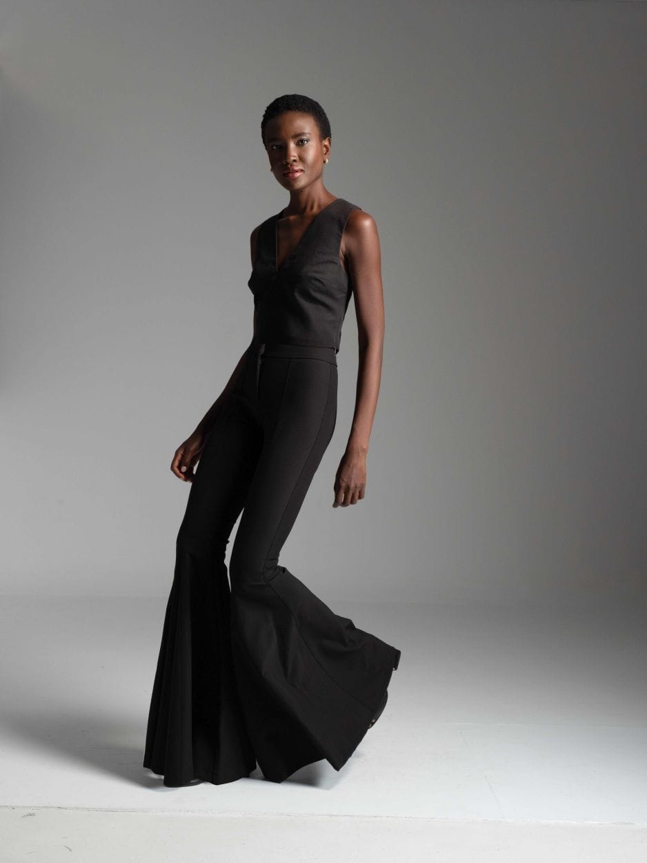 Black wide flared shaping pants SONIQUE