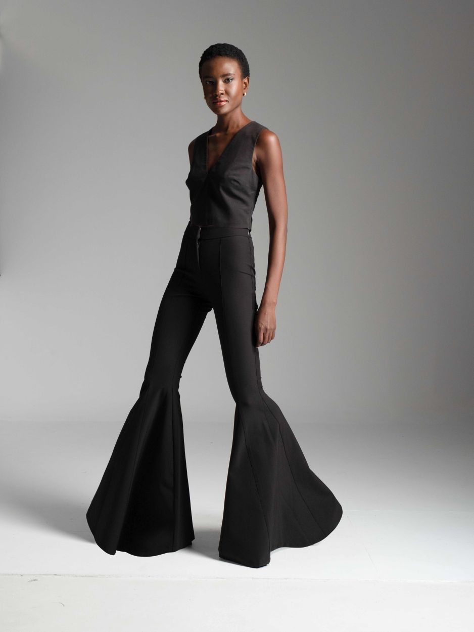 Black wide flared shaping pants SONIQUE