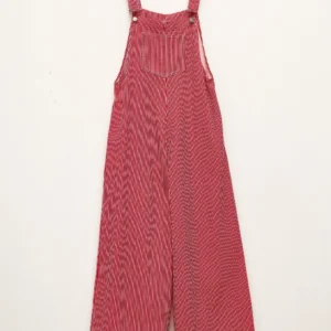 STRIPED DENIM-EFFECT OVERALLS