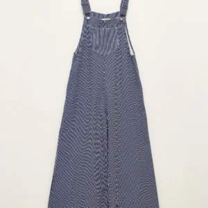 STRIPED DENIM-EFFECT OVERALLS