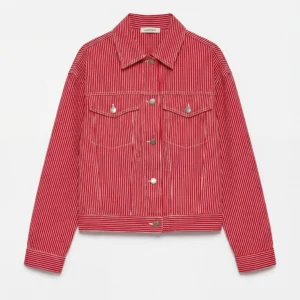 RED STRIPED DENIM JACKET
