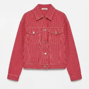 RED STRIPED DENIM JACKET