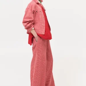 RED STRIPED DENIM JACKET