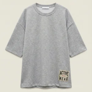 GREY T-SHIRT WITH APPLIED PATCH