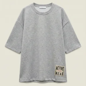 GREY T-SHIRT WITH APPLIED PATCH