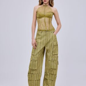 Animal Print Cargo Pants Lime