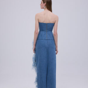 Denim Feather Midi Skirt