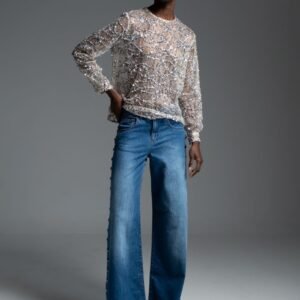 Χαμηλόμεσο τζιν παντελόνι με στρογγυλά τρουκς στο πλάι KIRA