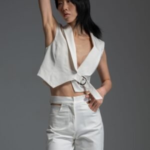 Γιλέκο off white κρουαζέ KORA