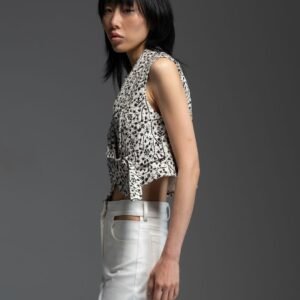 Off white & μαύρο κεντητό γιλέκο KAY