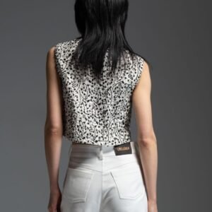 Off white & μαύρο κεντητό γιλέκο KAY