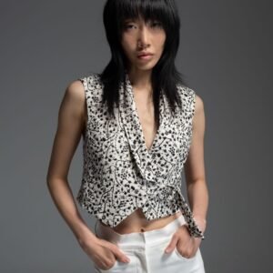 Off white & μαύρο κεντητό γιλέκο KAY