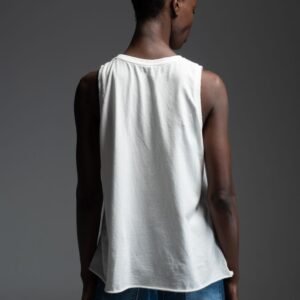 Λευκό αμάνικο t-shirt με κρύσταλλα "THANKFUL" μπροστά SETH