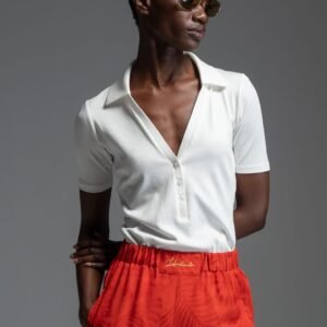 Λευκό κοντομάνικο rib τοπ KIM