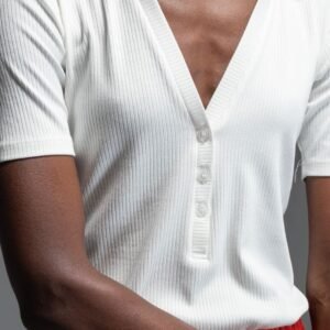 Λευκό κοντομάνικο rib τοπ KIM