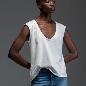 ευκό αμάνικο t-shirt με λαιμόκοψη, τύπωμα "WHATEVER" στην πλάτη & κρύσταλλα YVONNE