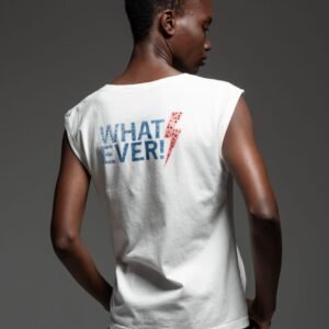 ευκό αμάνικο t-shirt με λαιμόκοψη, τύπωμα "WHATEVER" στην πλάτη & κρύσταλλα YVONNE