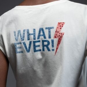 ευκό αμάνικο t-shirt με λαιμόκοψη, τύπωμα "WHATEVER" στην πλάτη & κρύσταλλα YVONNE