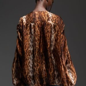 Λεοπάρ κρουαζέ τοπ με μετάξι και balloon μανίκια LESLIE