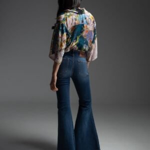 Παντελόνι τζιν μπλε καμπάνα με μεταλλική ζώνη FLINT