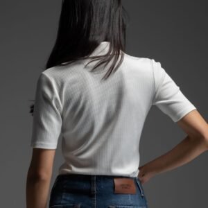 Λευκό κοντομάνικο rib τοπ KIM