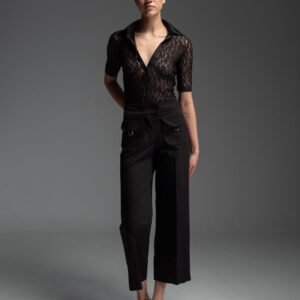 Μαύρο crop παντελόνι με χρυσές λεπτομέρειες PALMER