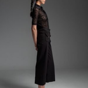 Μαύρο crop παντελόνι με χρυσές λεπτομέρειες PALMER