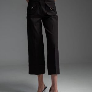 Μαύρο crop παντελόνι με χρυσές λεπτομέρειες PALMER