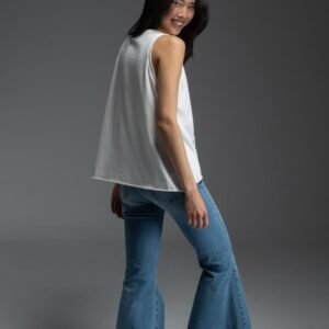 Αμάνικο λευκό t-shirt με χειροποίητο σχέδιο TESSA