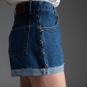 Μπλε τζιν σορτσάκι με τρουκς στο πλάι DEVEN