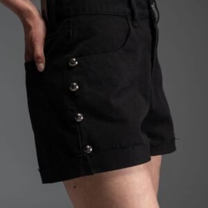 Μαύρο τζιν σορτσάκι με τρουκς στο πλάι DEVEN