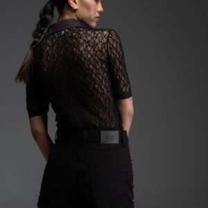 Μαύρο τζιν σορτσάκι με τρουκς στο πλάι DEVEN