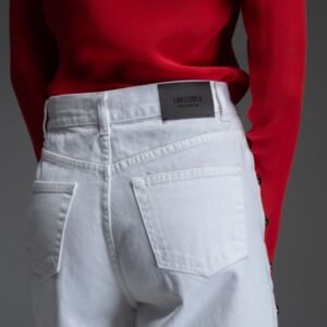 Λευκή τζιν βερμούδα με πλαϊνά τρουκς JAYCE