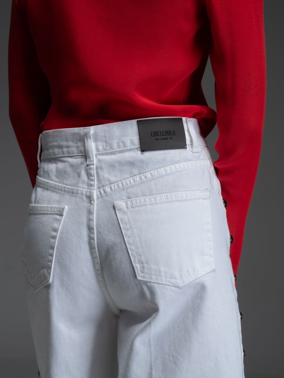 Λευκή τζιν βερμούδα με πλαϊνά τρουκς JAYCE