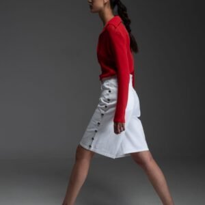 Λευκή τζιν βερμούδα με πλαϊνά τρουκς JAYCE