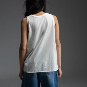 Λευκό αμάνικο t-shirt με λεοπάρ τύπωμα μπροστά JACE