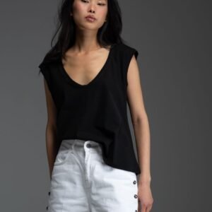 T-shirt αμάνικο μαύρο με κρύσταλλα στην πλάτη THORIN