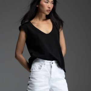 T-shirt αμάνικο μαύρο με κρύσταλλα στην πλάτη THORIN